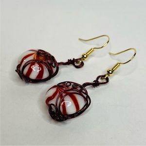 Glass peppermint steampunk earrings with gold filled ear wire